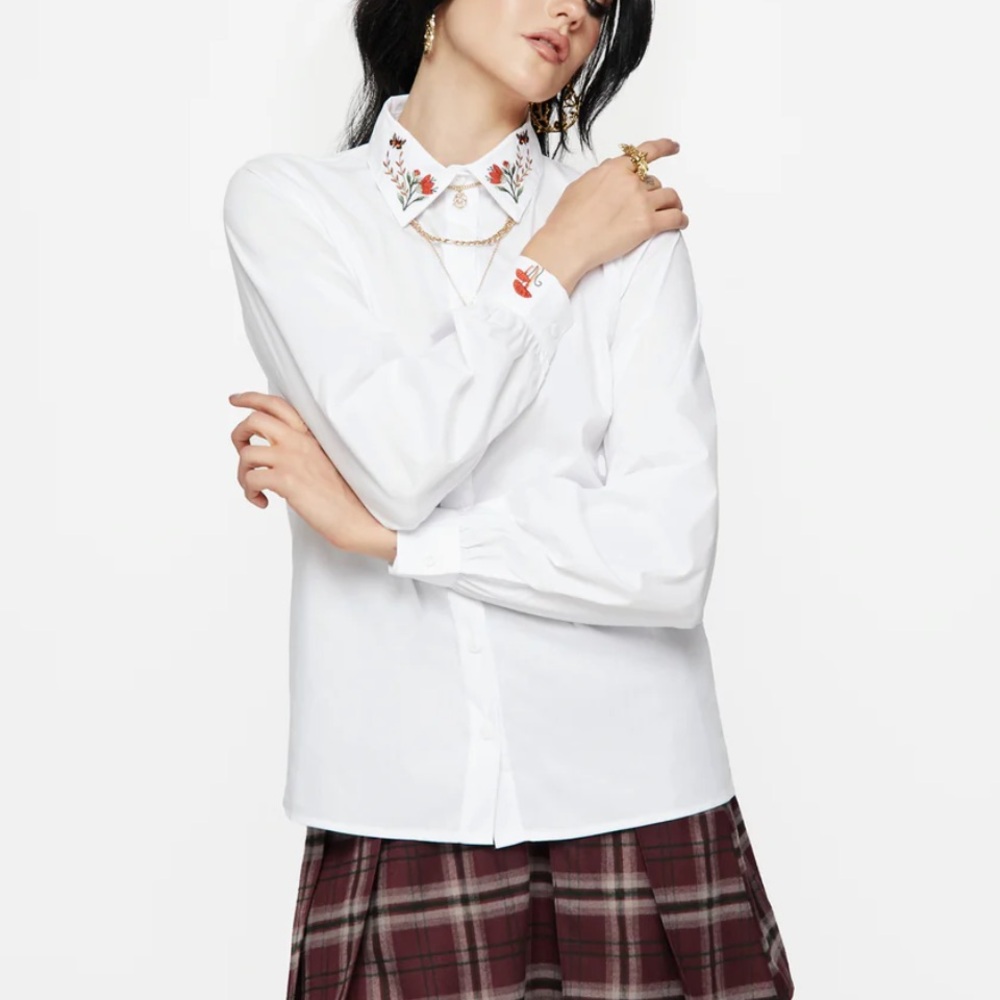 Disturbia Clothing - Dewdrop Cotton Embroidered Collar Shirt - Size US 4 - BNWOT